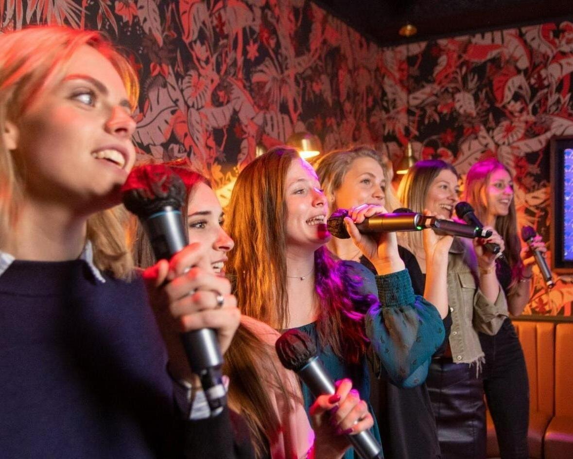 A bachelorette party for a young girl or boy while singing at the Musikall